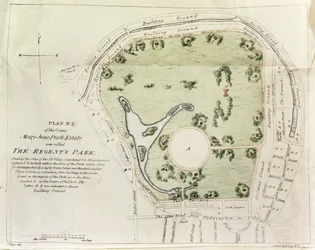 Plan of Regents Park, tryckt av Boosey & Co., 1822